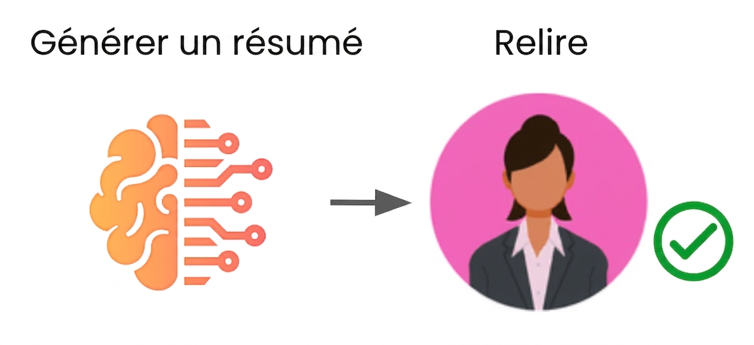 Un flux de travail propulsé par ChatGPT où l'IA génère le contenu et l'humain relit à la fin.