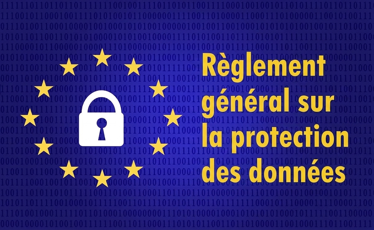 Drapeau de l'UE avec l'acronyme RGPD inscrit : Règlement général sur la protection des données.