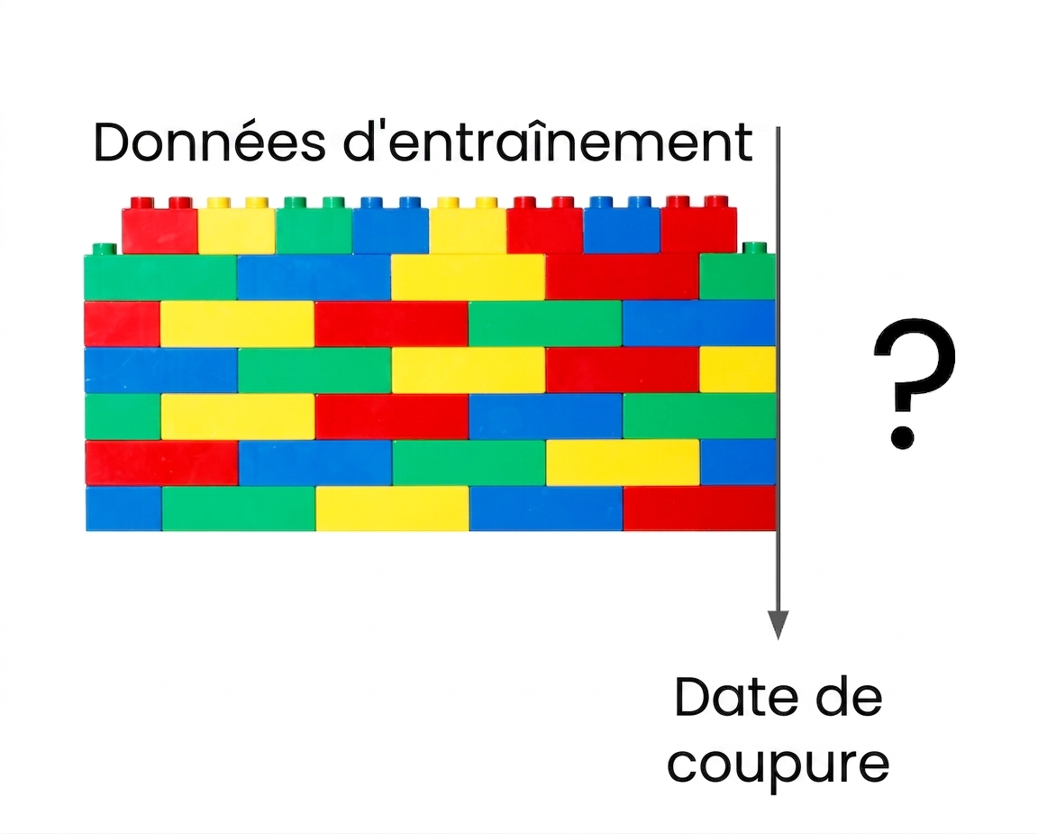 Un mur de blocs qui s'arrête à une certaine date.