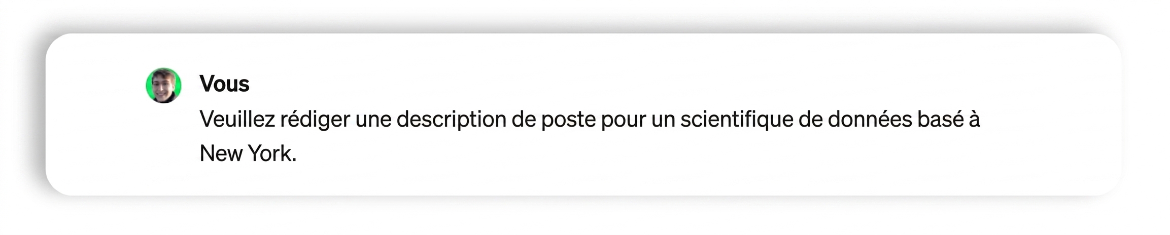 Invite pour rédiger une description de poste.