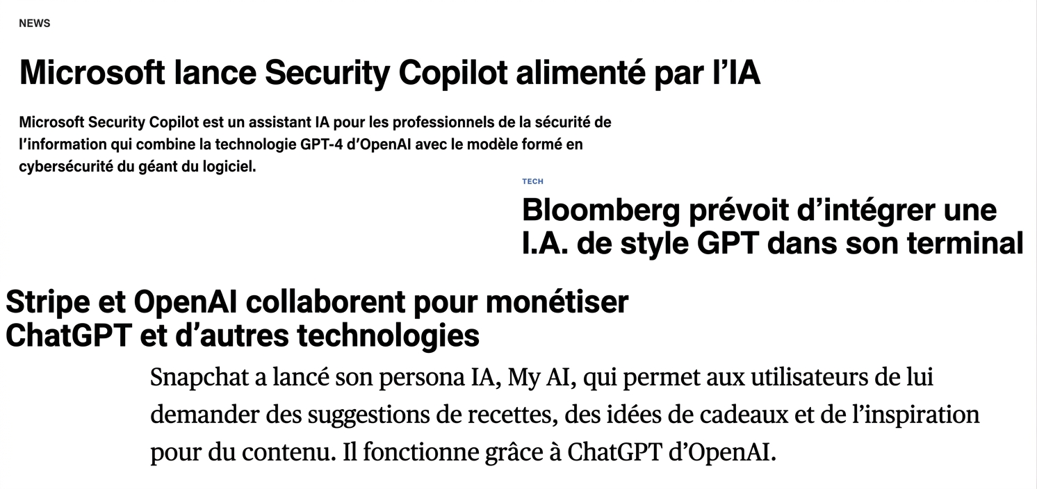 Une image représentant des articles sur les entreprises qui se ruent pour exploiter les LLM.