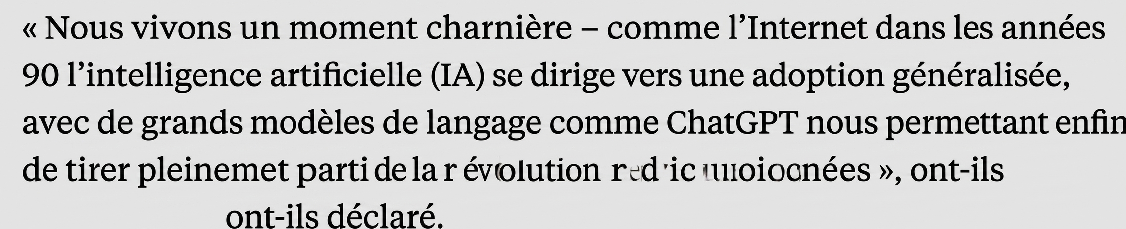 Un titre d'article soulignant les percées des LLM comme moment déterminant.