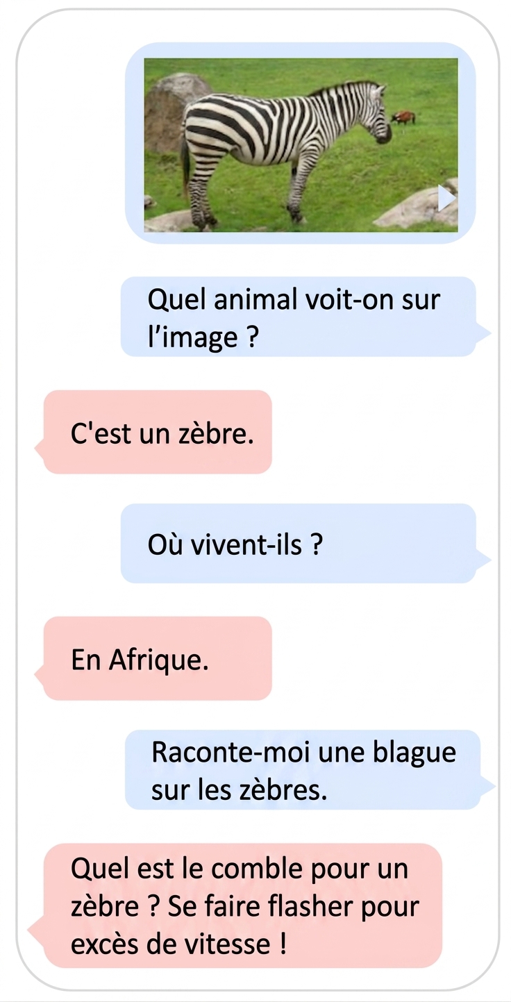 Exemple multimodal d'un LLM utilisant des données texte et image