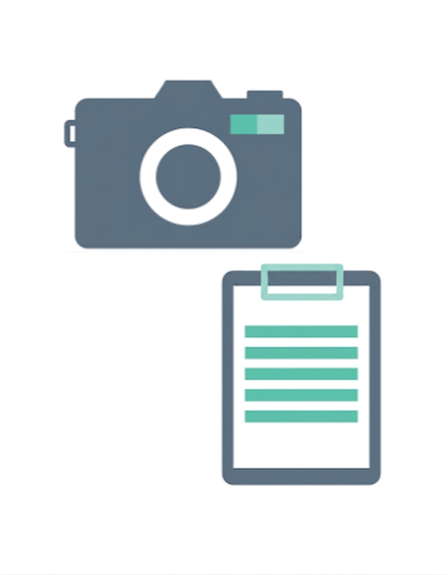 Illustration d'un appareil photo et d'un porte‑documents pour montrer un exemple multimodal d'un LLM utilisant des données texte et image