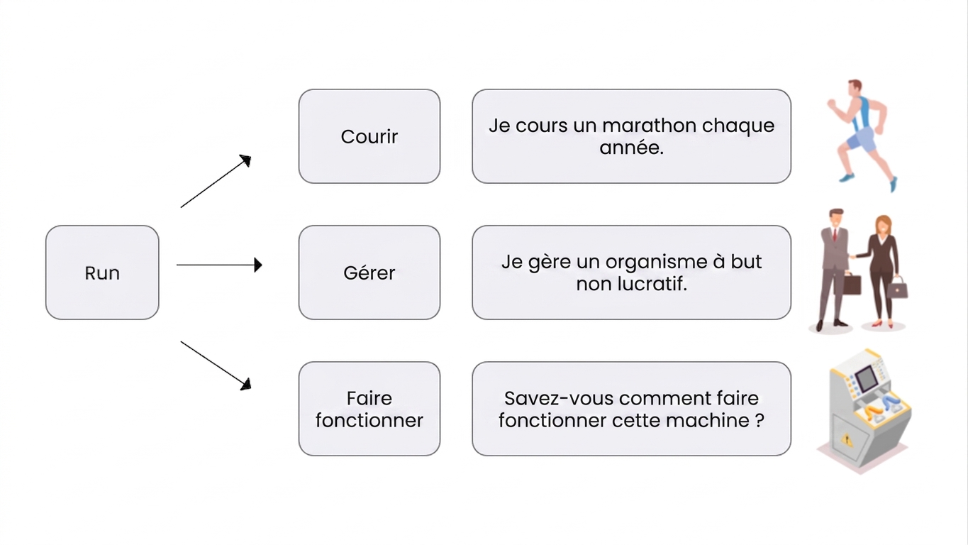 Ajout de contexte à l'image précédente : différents sens appuyés par des exemples.