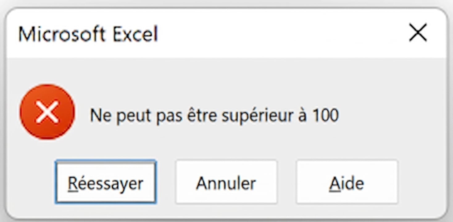 Exemple de règle de validation appliquée à la colonne test_score d'un jeu de données, où seules les valeurs de 0 à 100 sont acceptées.