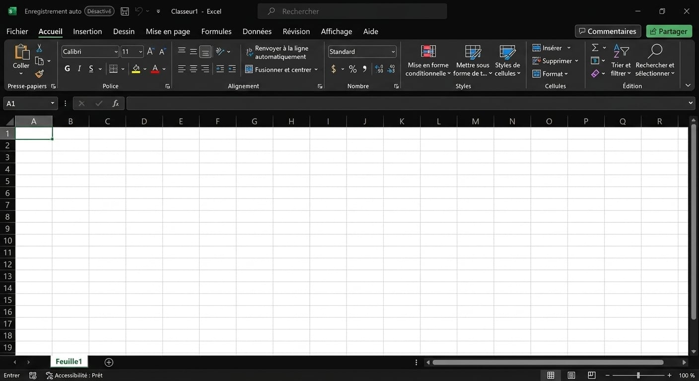 Capture d'écran d'un fichier Excel