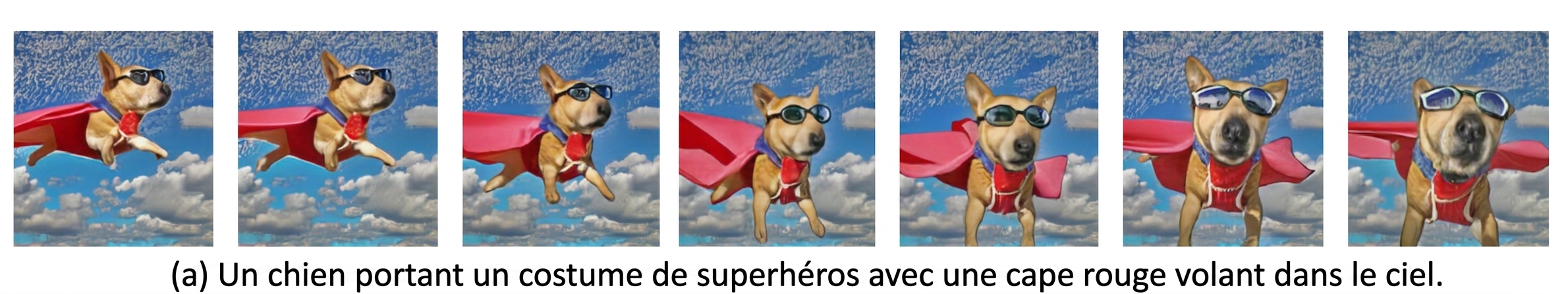 Images d'une vidéo générée par IA d'un chien volant