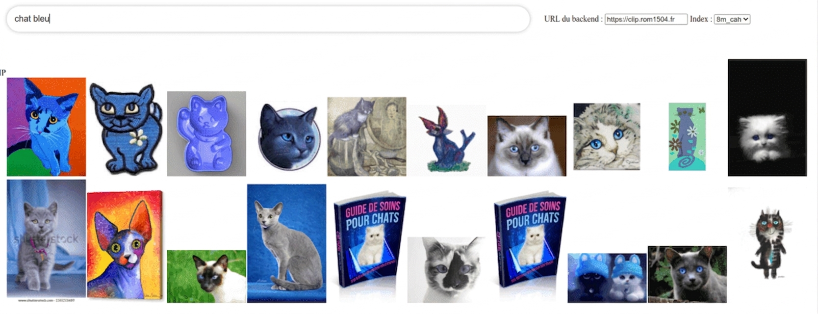 Série d'images de chats provenant d'un grand ensemble d'images.