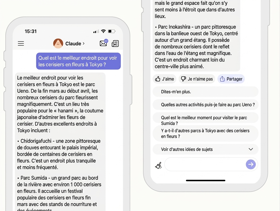 Capture d'écran d'une conversation avec le robot conversationnel Claude d'Anthropic