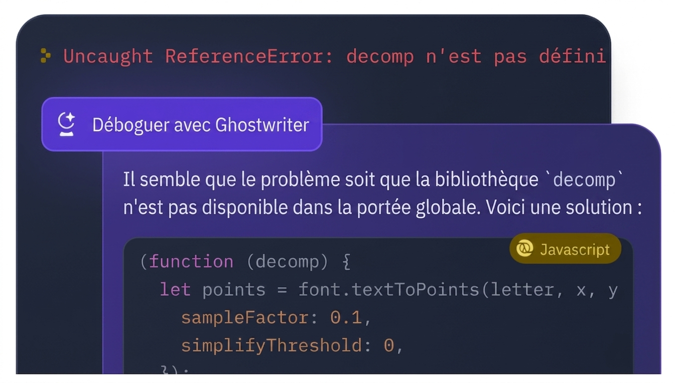 Capture d'écran d'une IA qui génère du code