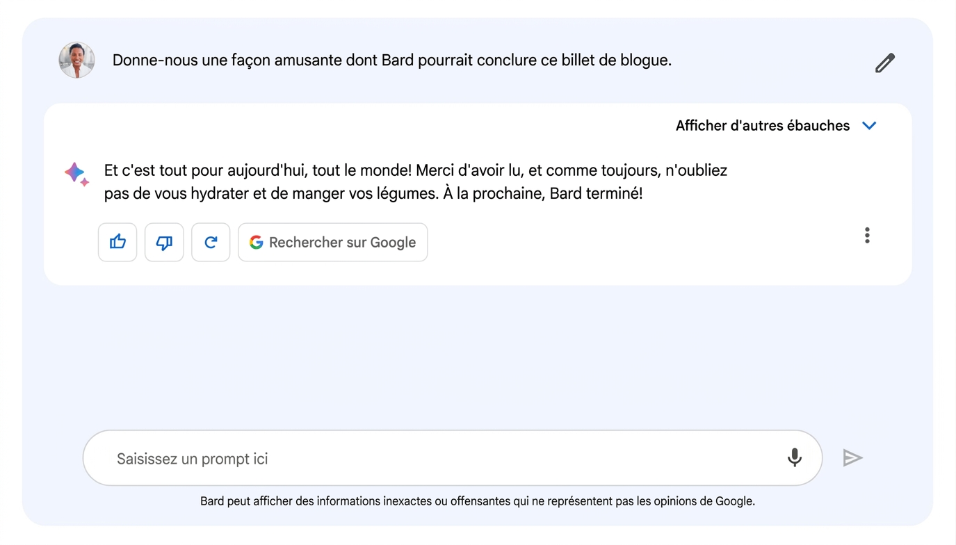 Image du robot conversationnel Bard de Google