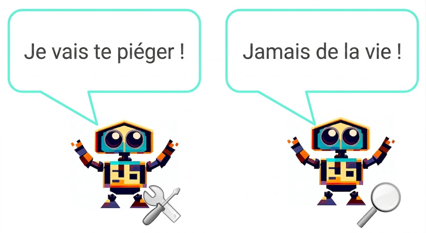 Un modèle génératif dessin animé disant « Je vais te berner » à un modèle discriminant dessin animé