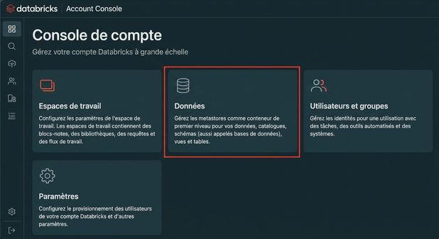 Données dans la console du compte