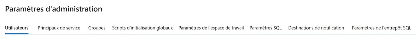Paramètres d'administration de l'espace de travail