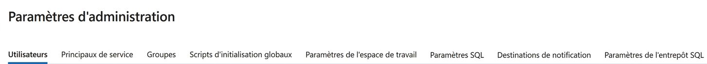 Paramètres d'administration de l'espace de travail