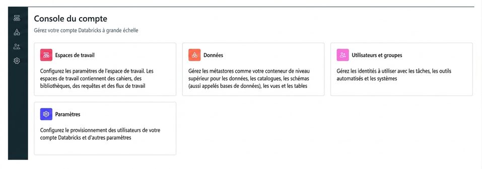 Capture d'écran de la console du compte