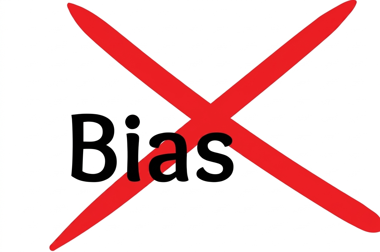 Une croix rouge au‑dessus du mot « bias ».