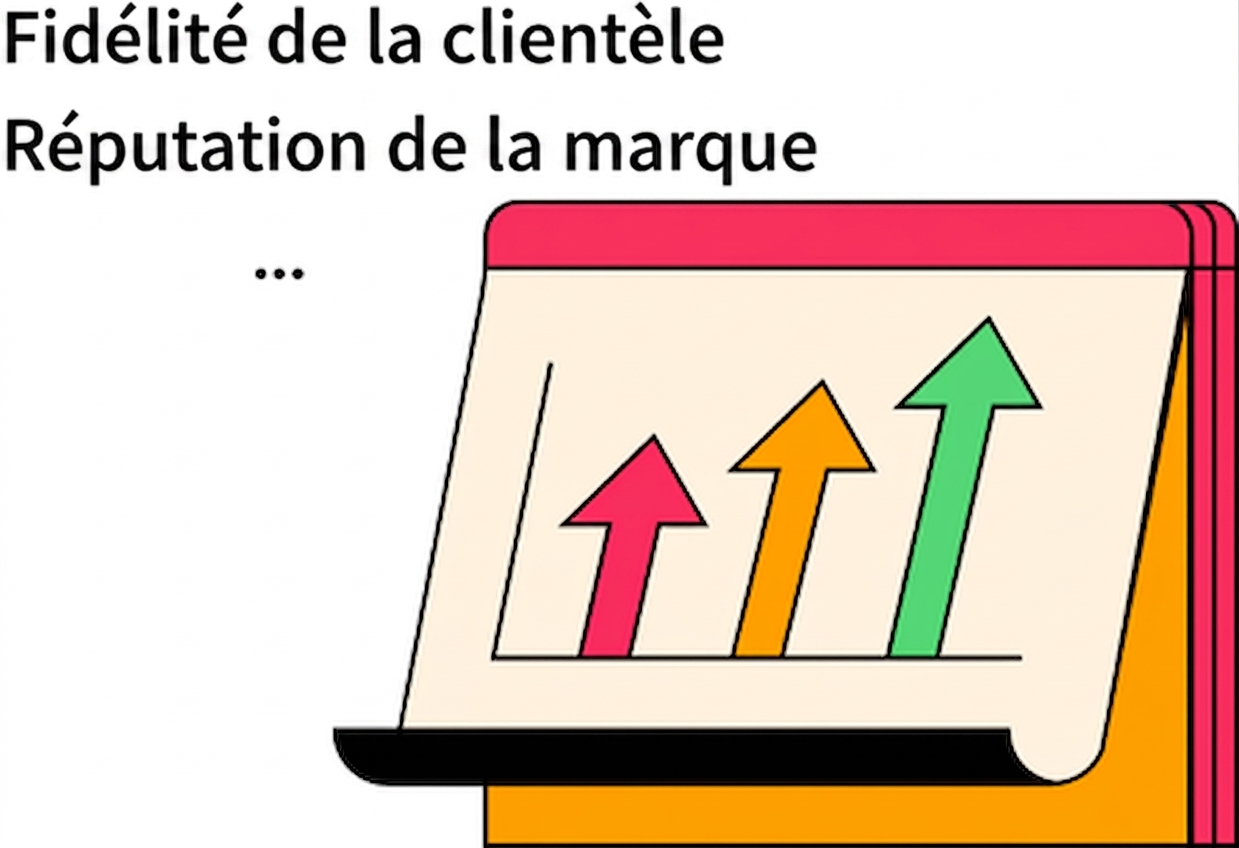 Illustration de la loyauté des clients et de la réputation de la marque à la hausse.
