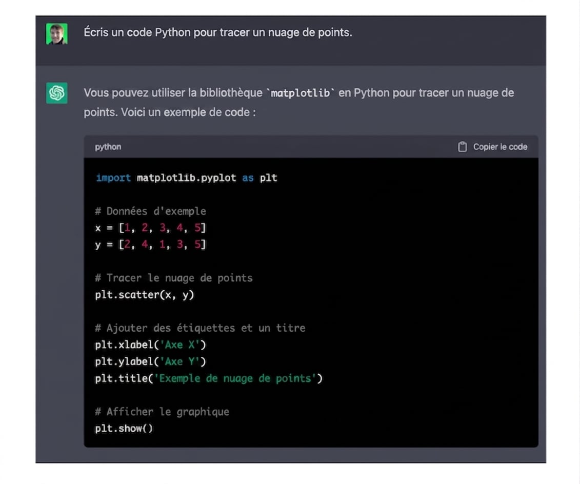L'interface Web de ChatGPT.