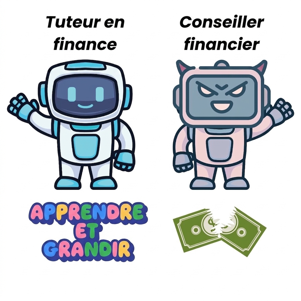 Un robot-tuteur en finance et un robot-conseiller financier.