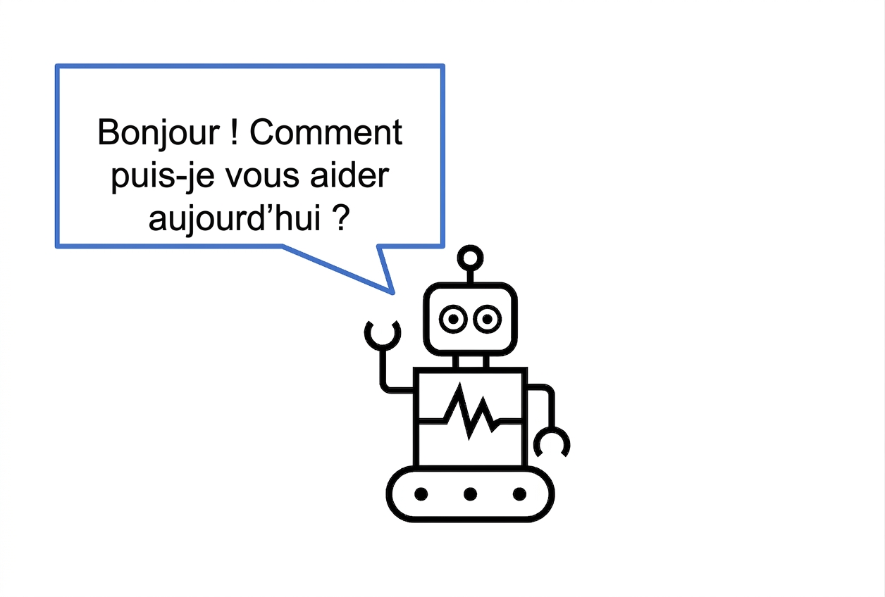 A robot saying they are going to help you today.