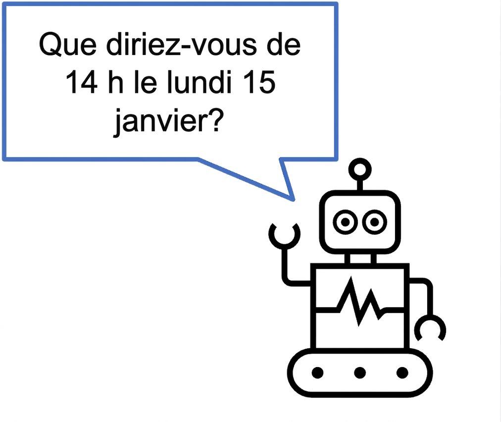 Robot de clavardage suggérant des heures.