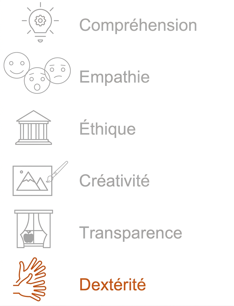 Mise en évidence : dextérité.