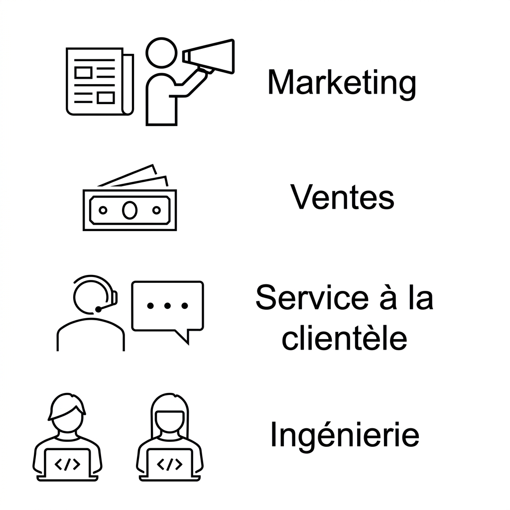 Marketing. Sales. Customer Service. Engineering.
