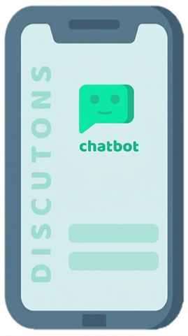 Icône représentant un robot conversationnel sur un téléphone mobile.