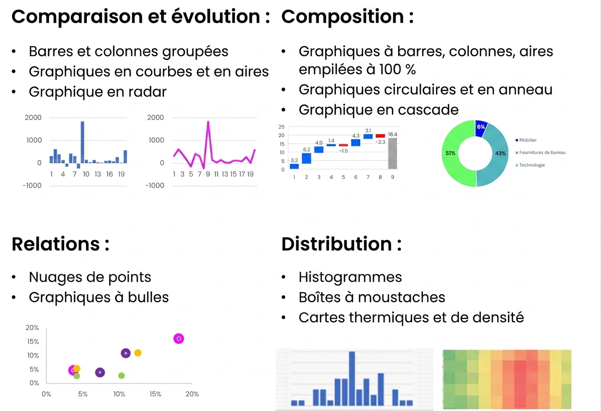 Divers types de graphiques et cas d'usage