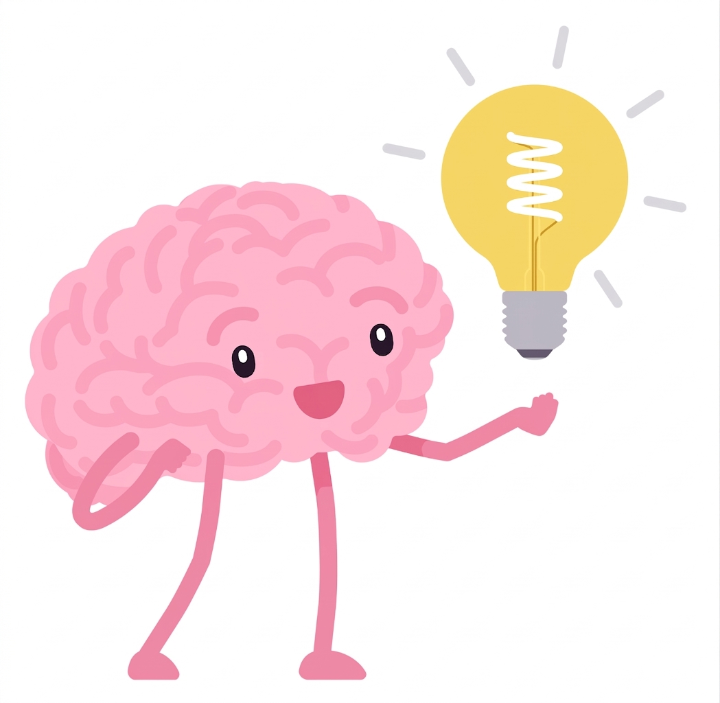 Illustration d'un cerveau avec une ampoule pour représenter la prise de conscience, la réflexion et la décision.