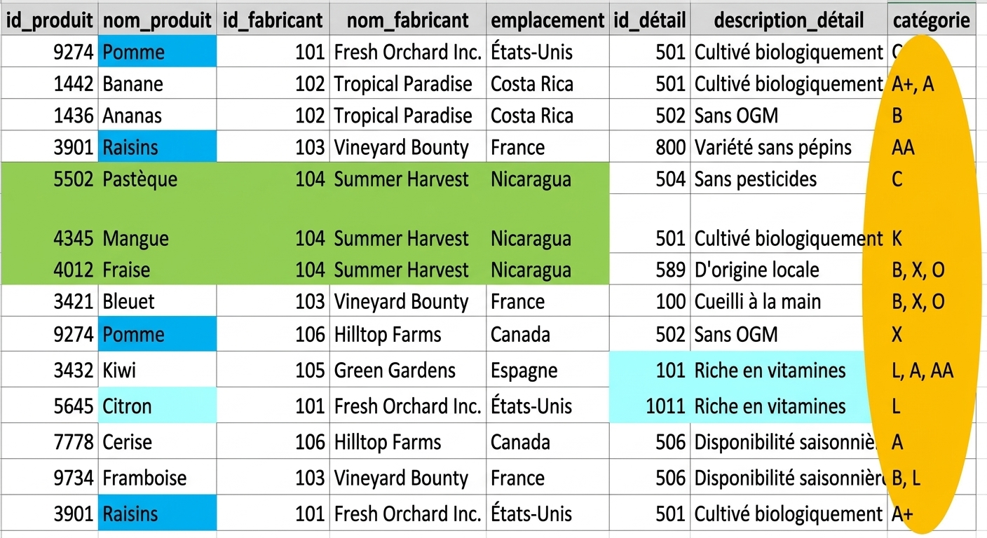 Anomalies dans l'entité Tous les produits