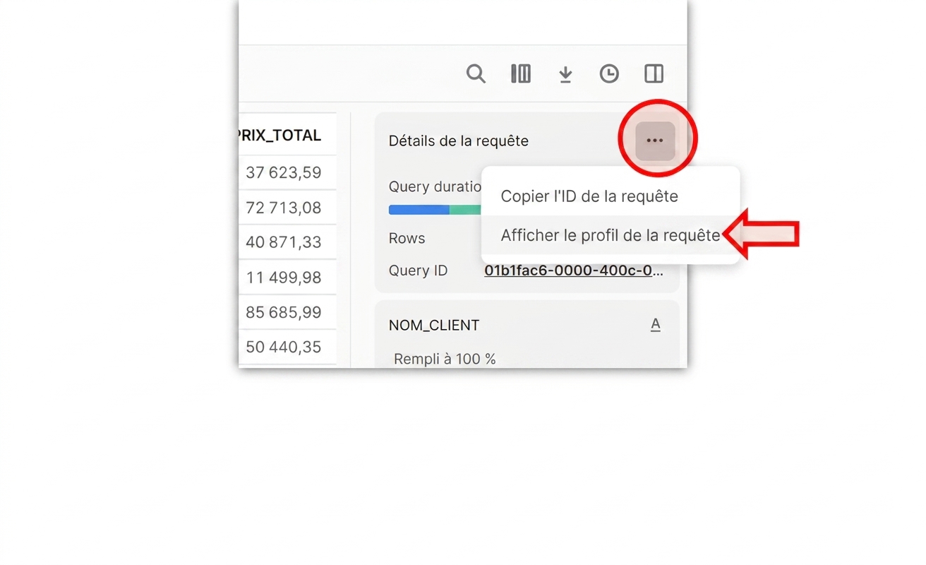 Instruction pour trouver le profil de requête
