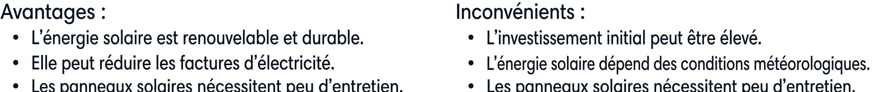 Liste des inconvénients