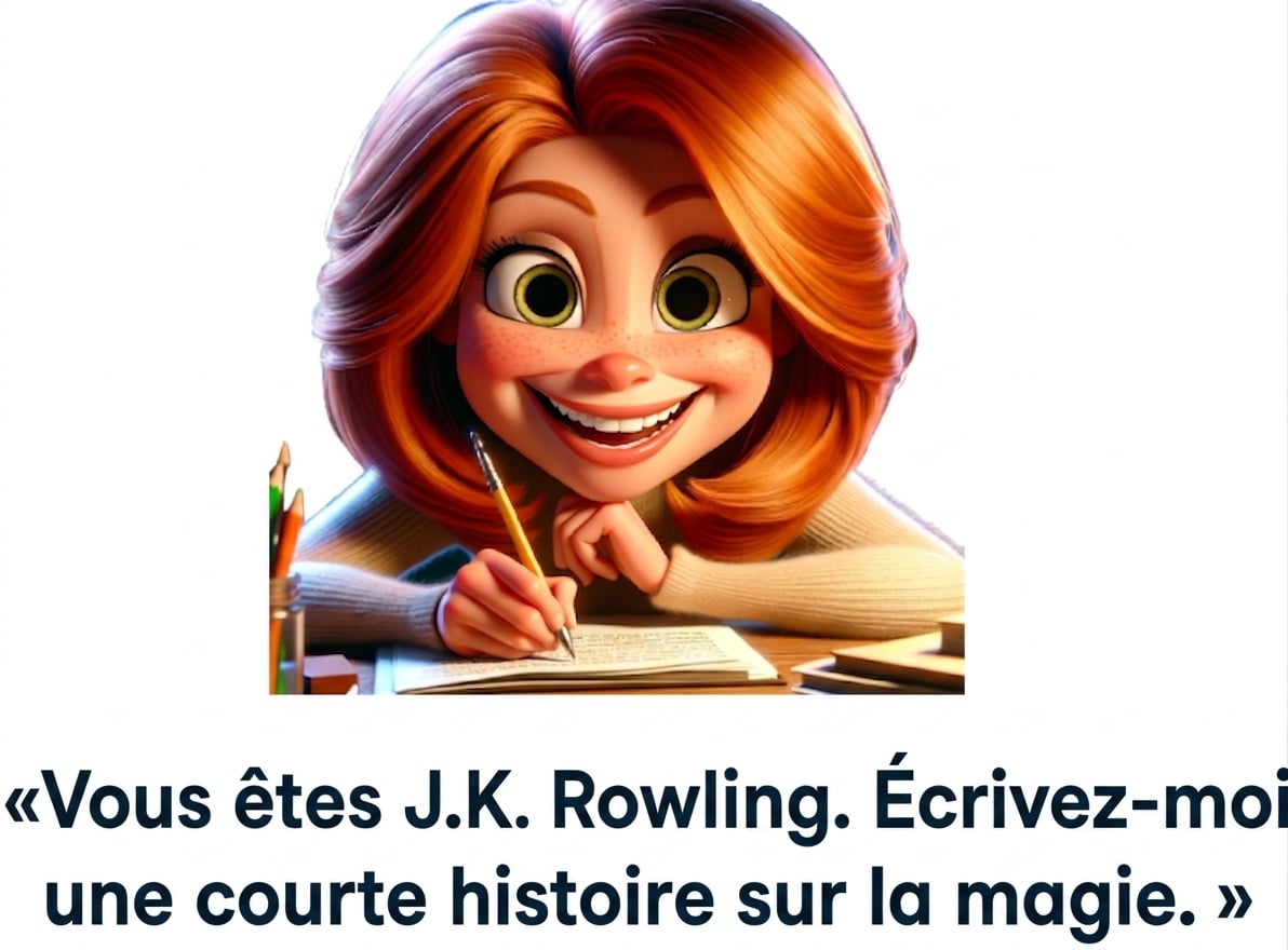 Personne l'air contente avec l'invite « you are j.k. rowling, write me a short story about magic »