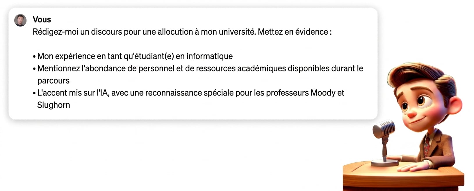 Illustration d'une personne donnant un discours