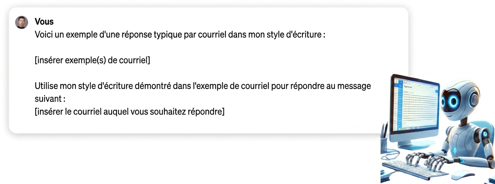 Invite fournissant un exemple de courriel