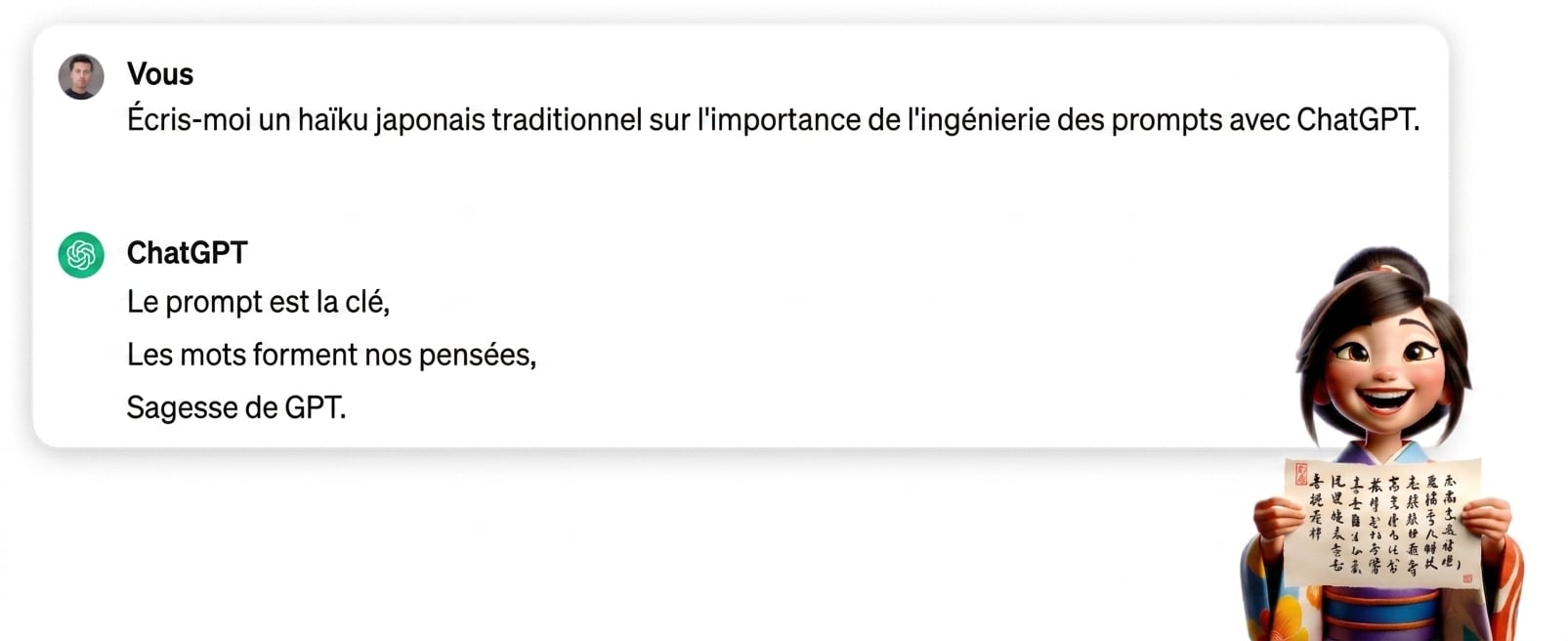 Réponse de ChatGPT à l'écriture d'un haïku japonais
