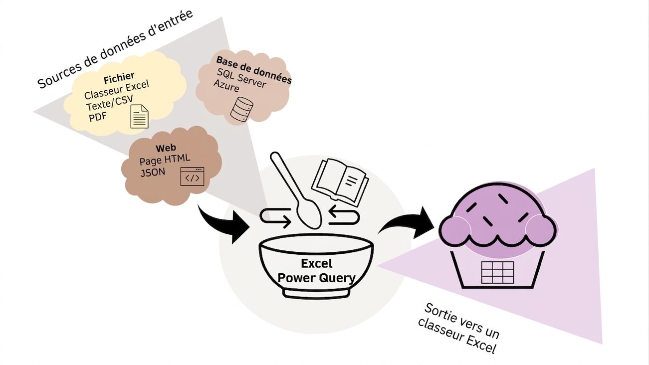 Schéma 3 : puissance de Power Query avec cupcakes