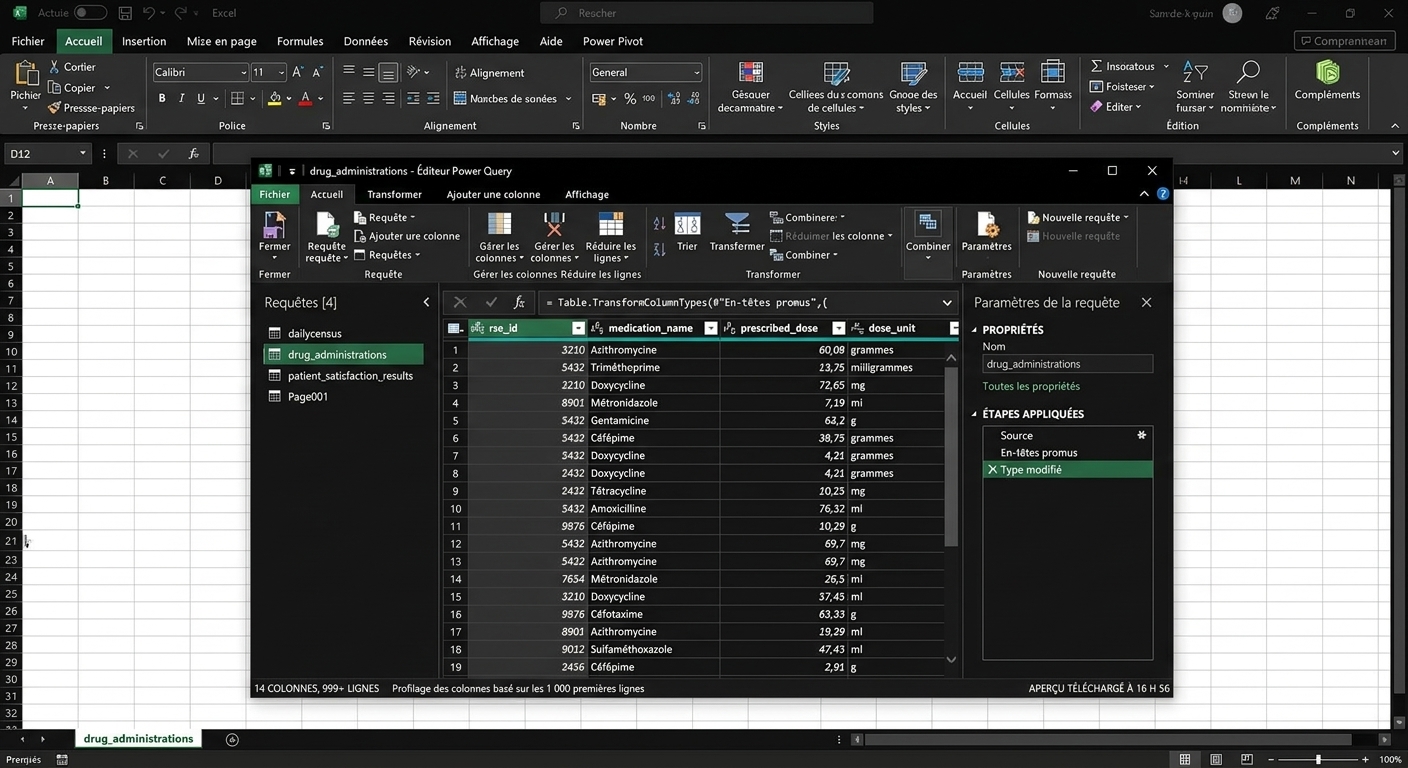 Fenêtre de Power Query dans Excel