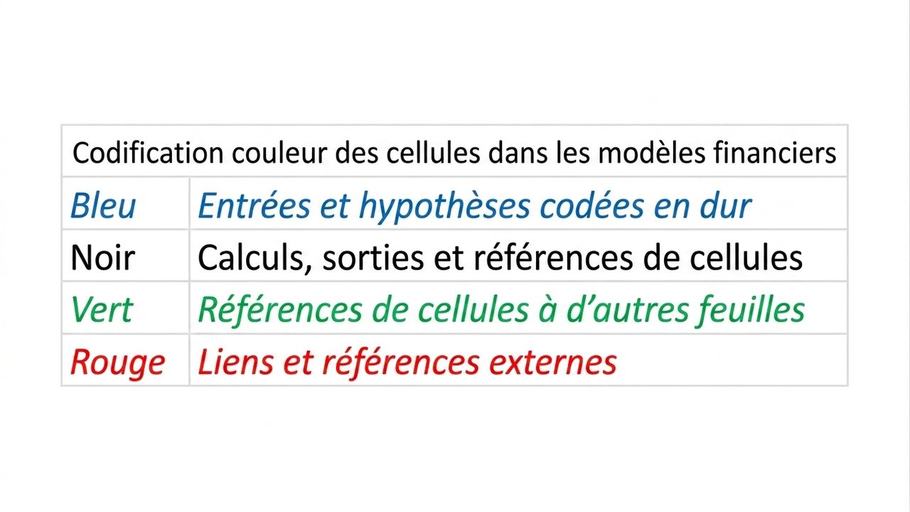 diagramme de codification couleur avec bleu, noir, vert et rouge