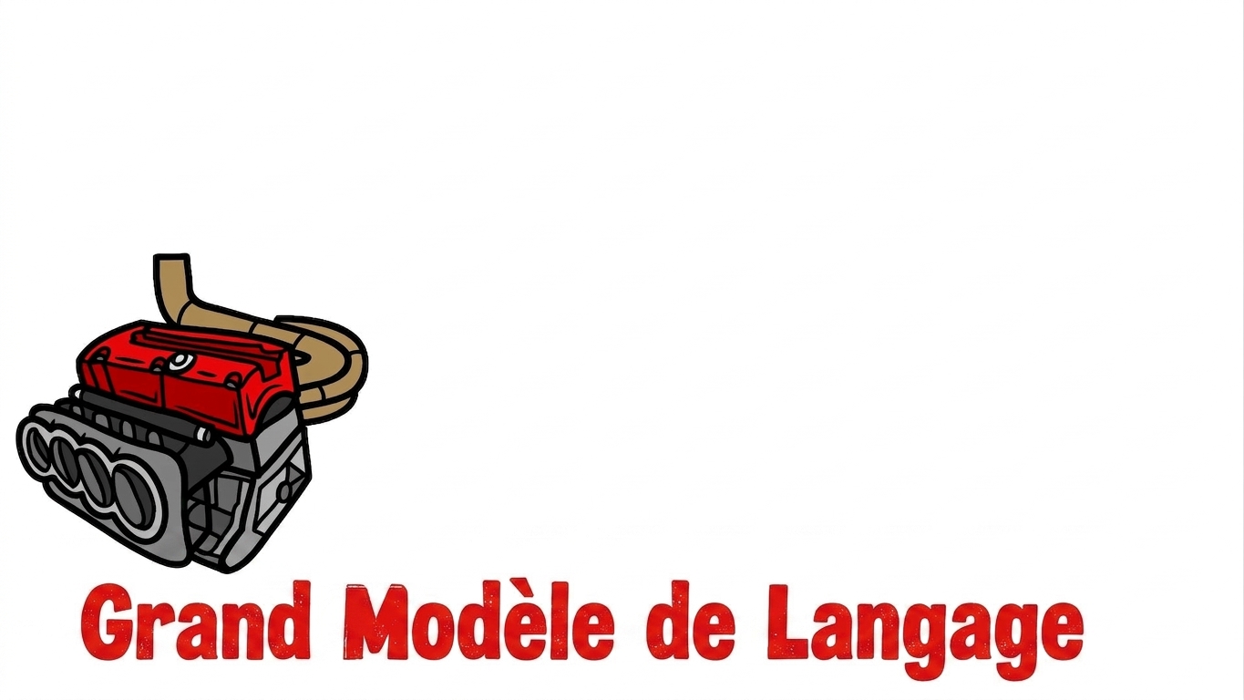 Un LLM représenté comme un moteur de voiture.