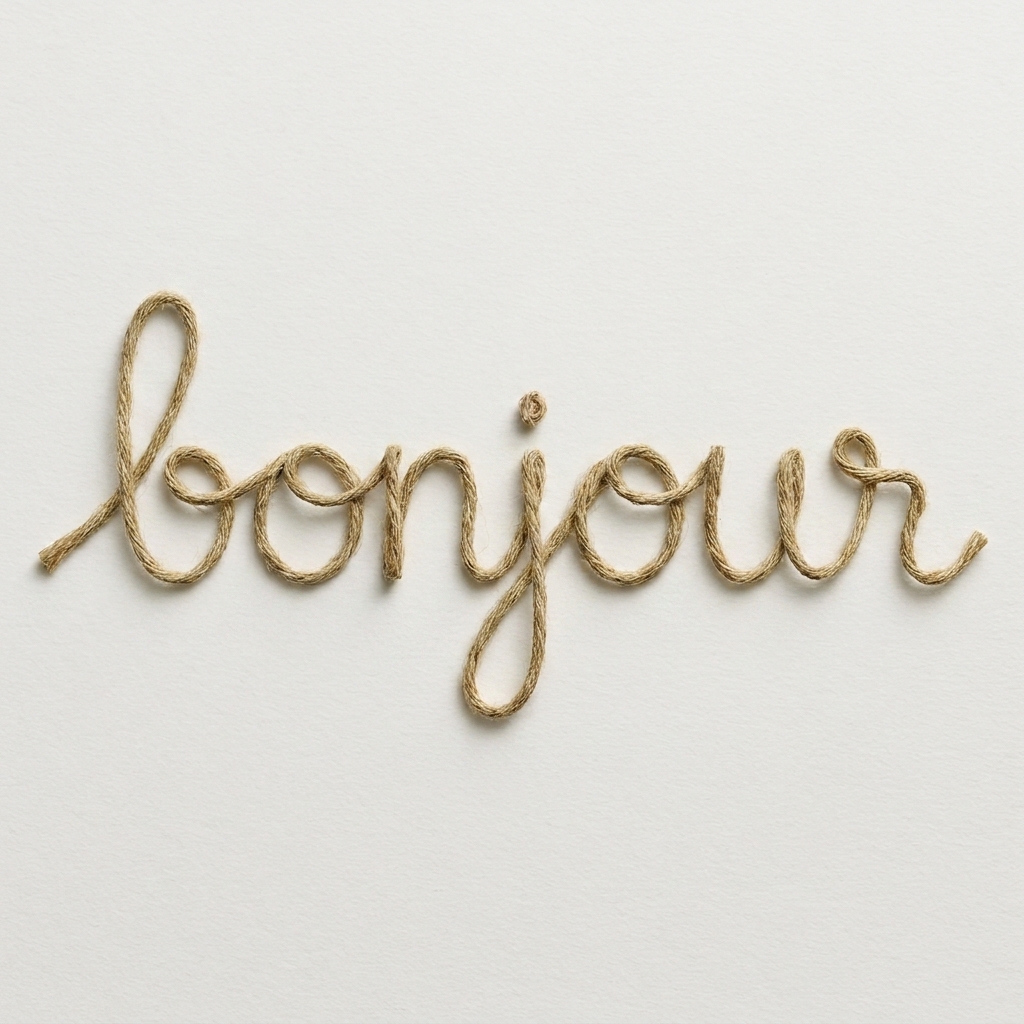 Bonjour écrit avec une chaîne