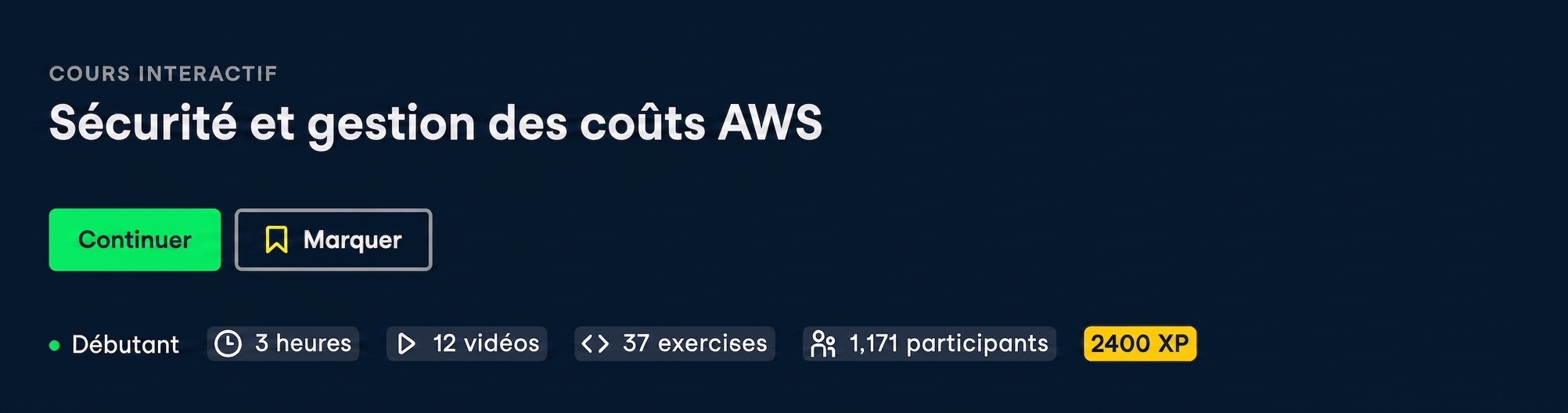 En-tête du cours Security and Cost Management