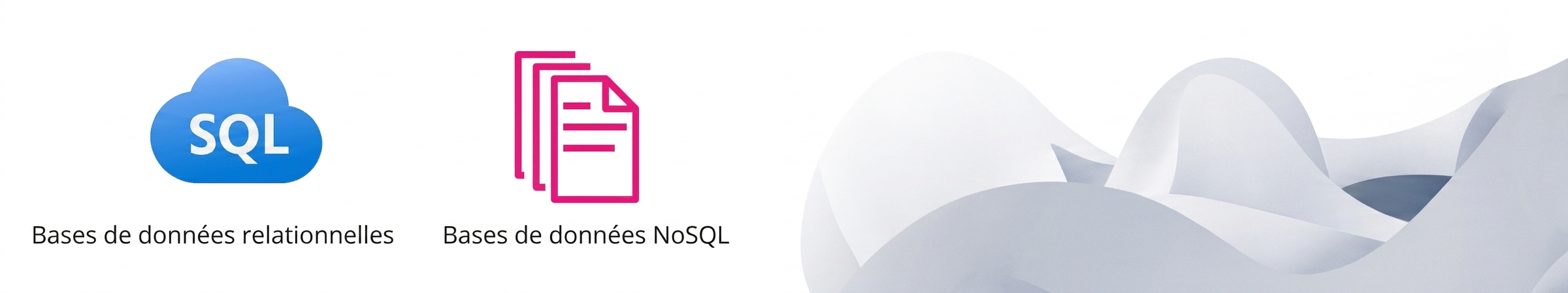 Deux icônes représentant des bases relationnelles et NoSQL.
