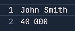 Fichier texte contenant le nom John Smith et le salaire 40000
