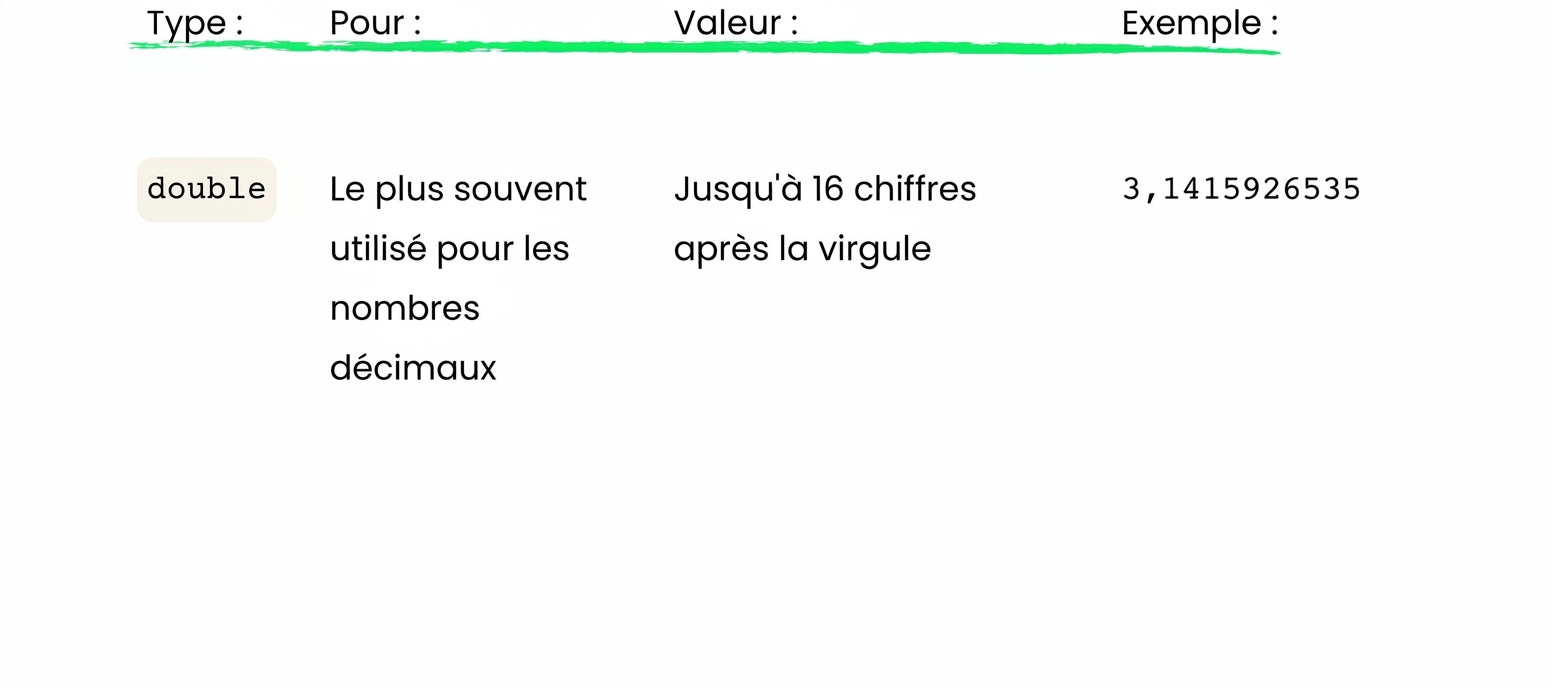 double permet jusqu'à 16 décimales