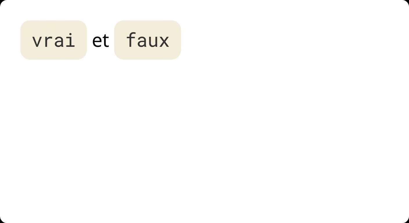 les valeurs booléennes sont true et false
