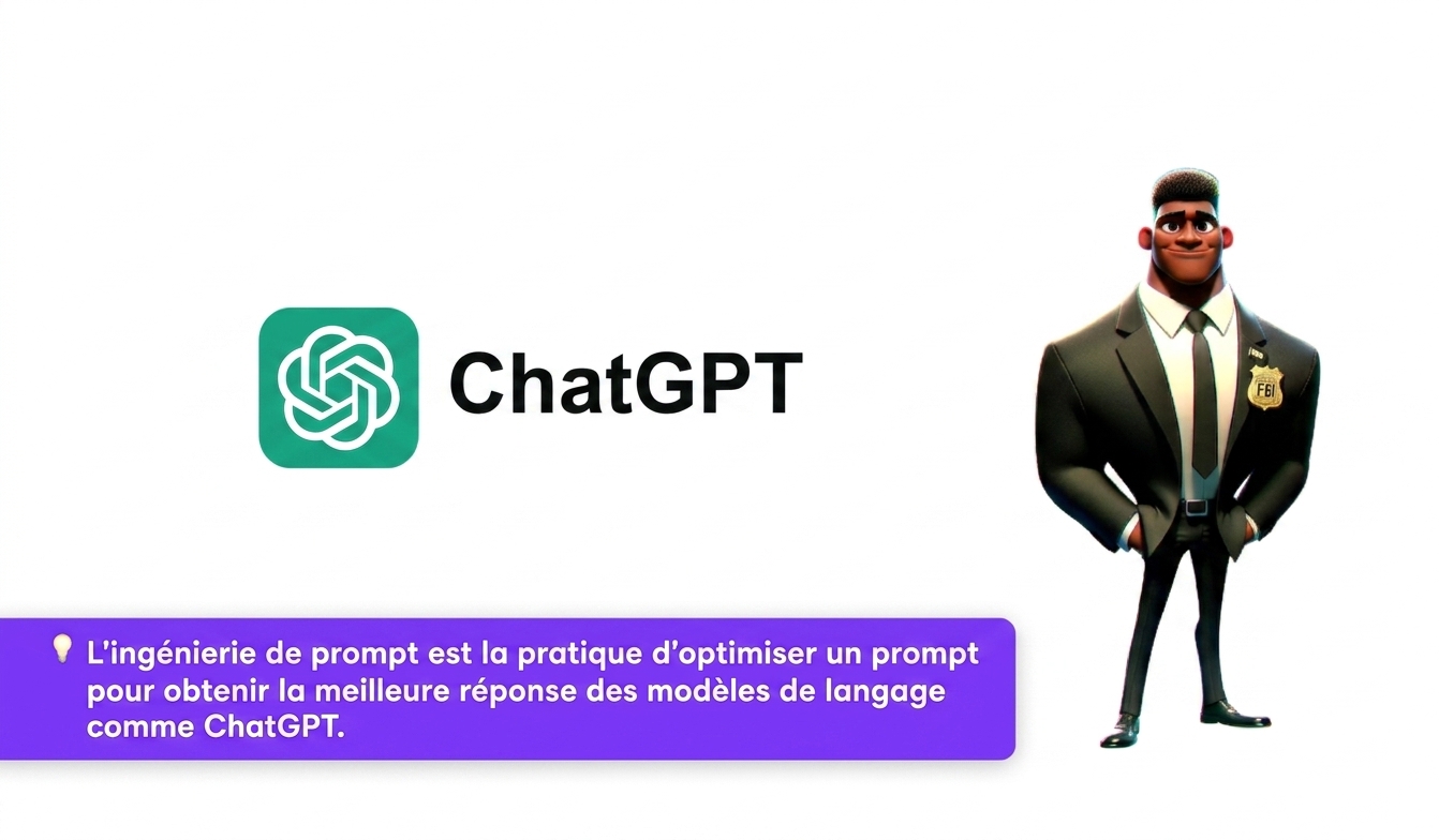 L'image montre le logo de ChatGPT et un personnage de dessin animé du FBI
